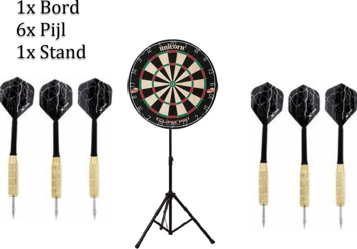 dartbord unicorn set met dartstandaart en 6 dartpijlen | voor dartbord surround ring - winmau - professioneel voor volwassenen – darts